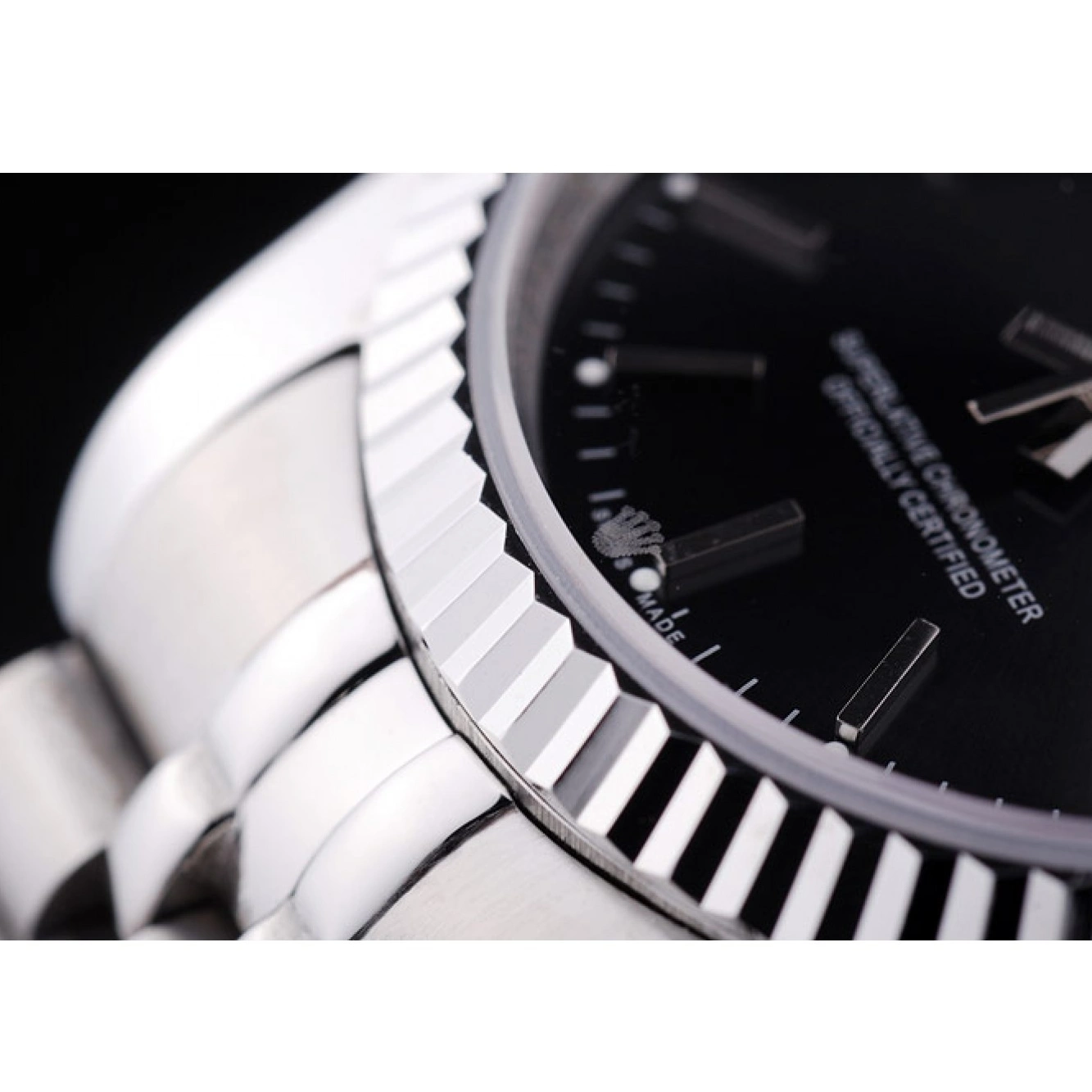 Aaa replica Ribbed Diamonds Datejust Black 7456 Dial Rolex Bezel 0803